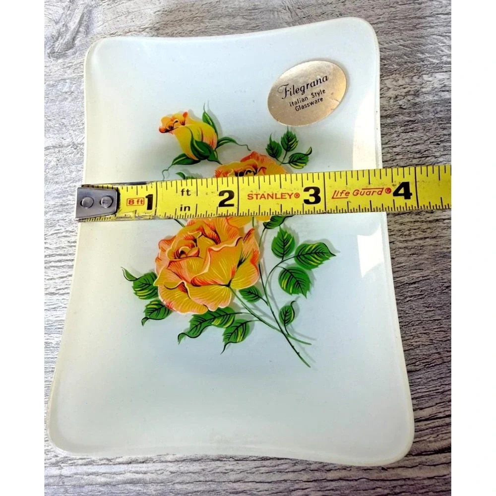 Filegrana Italian Style Glassware Trinket Pin Dish Plate Hand Painted 5
